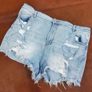 Distressed Almost Famous denim shorts